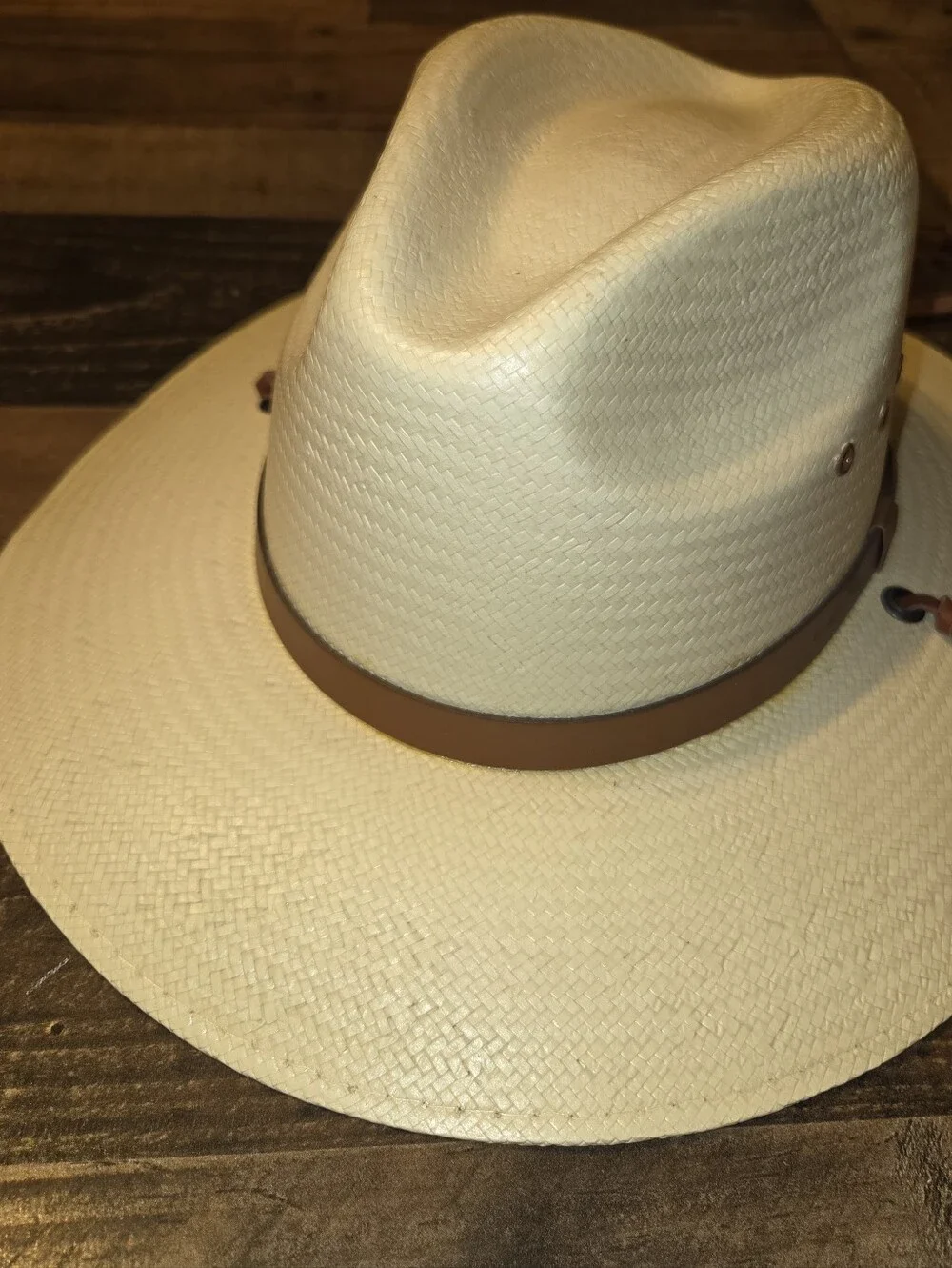 New $65 STETSON Los Alamos Toyo Straw Safari Fedora Cowboy Hat Natural M 3